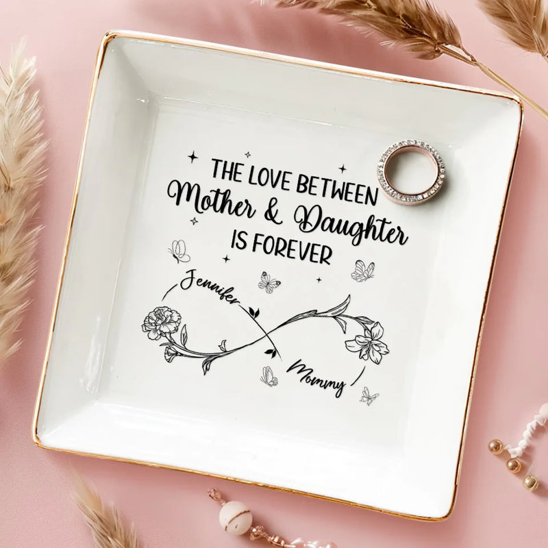 Mom’s Love, Daughter’s Strength - Family Personalized Custom Jewelry Dish - Mother's Day, Gift For Mom, Daughter