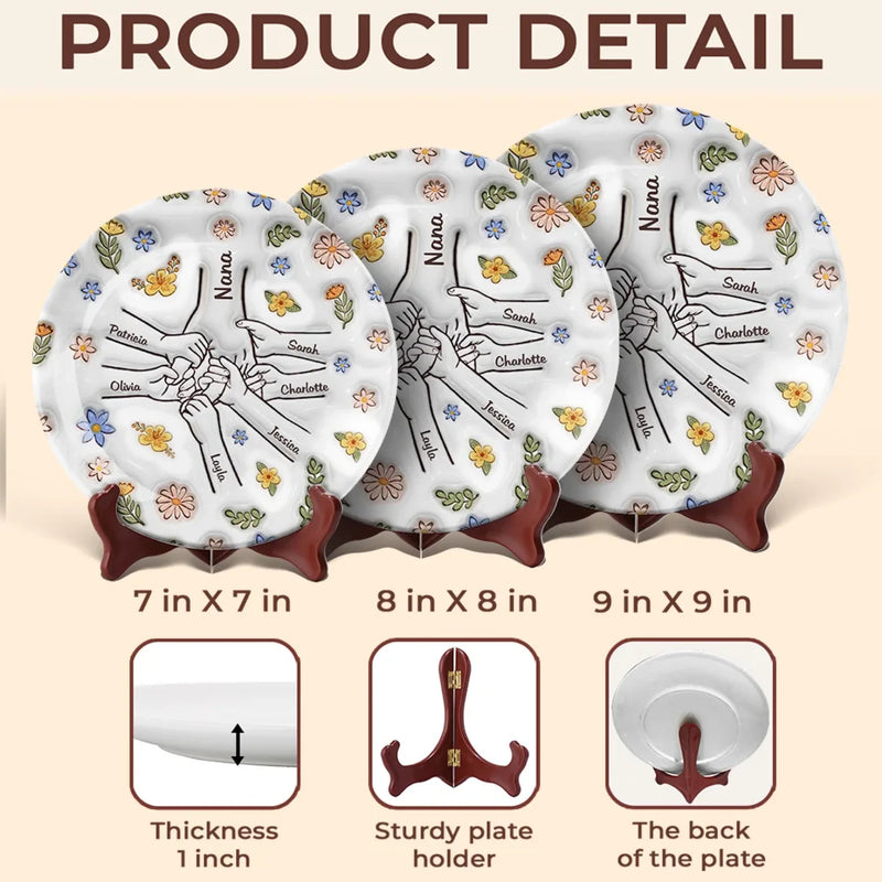Love Grows Best In A Happy Family - Family Personalized Custom 3D Inflated Effect Printed Ceramic Plate - Mother's Day, Gift For Mom, Grandma