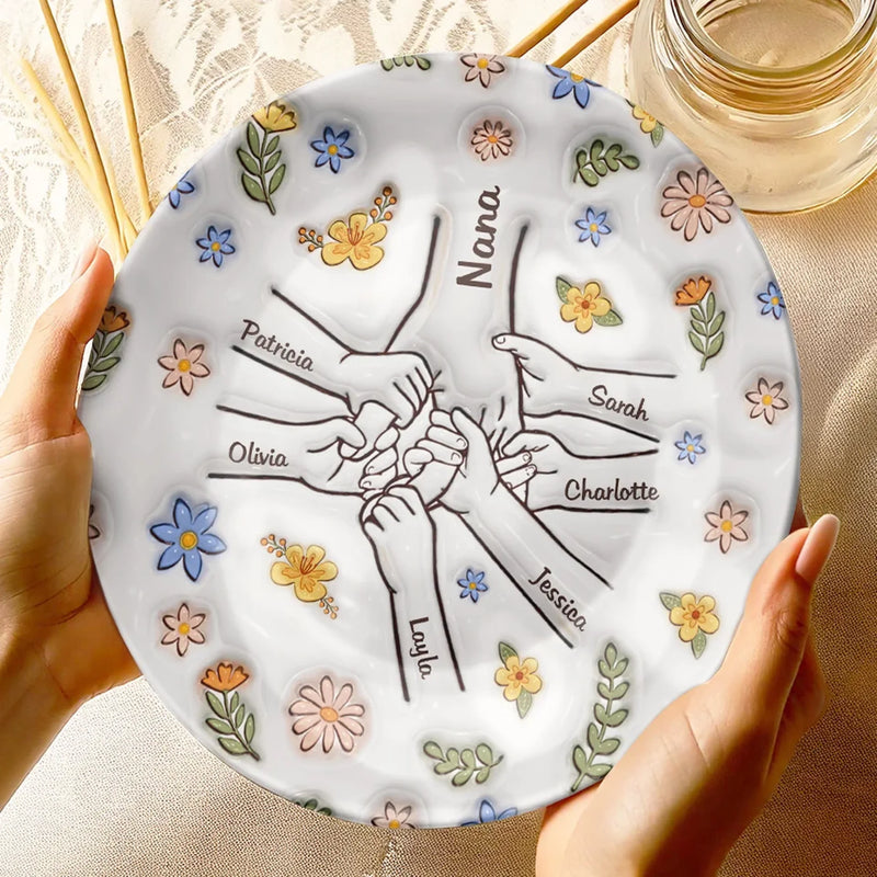 Love Grows Best In A Happy Family - Family Personalized Custom 3D Inflated Effect Printed Ceramic Plate - Mother's Day, Gift For Mom, Grandma