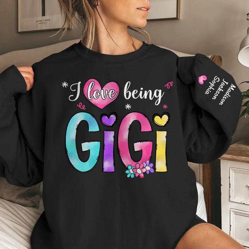 Cherished Moments with Grandkids - Family Personalized Custom Unisex Sweatshirt, Hoodie With Design On Sleeve - Mother's Day, Gift For Mom, Grandma