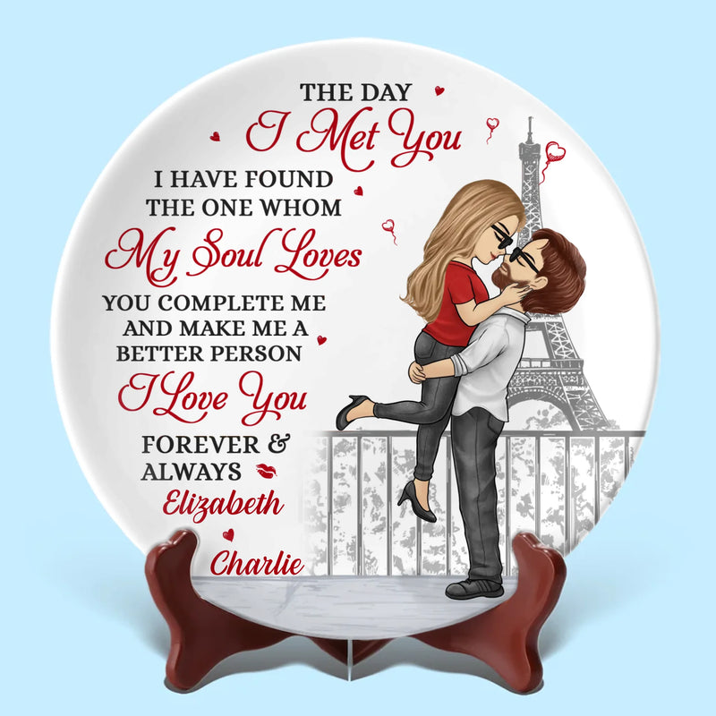 My Soulmate, My Forever - Couple Personalized Custom Ceramic Plate - Gift For Husband Wife, Anniversary, LGBTQ+