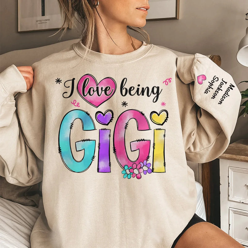 Love My Grandbabies - Family Personalized Custom Unisex Sweatshirt, Hoodie With Design On Sleeve - Mother's Day, Gift For Mom, Grandma