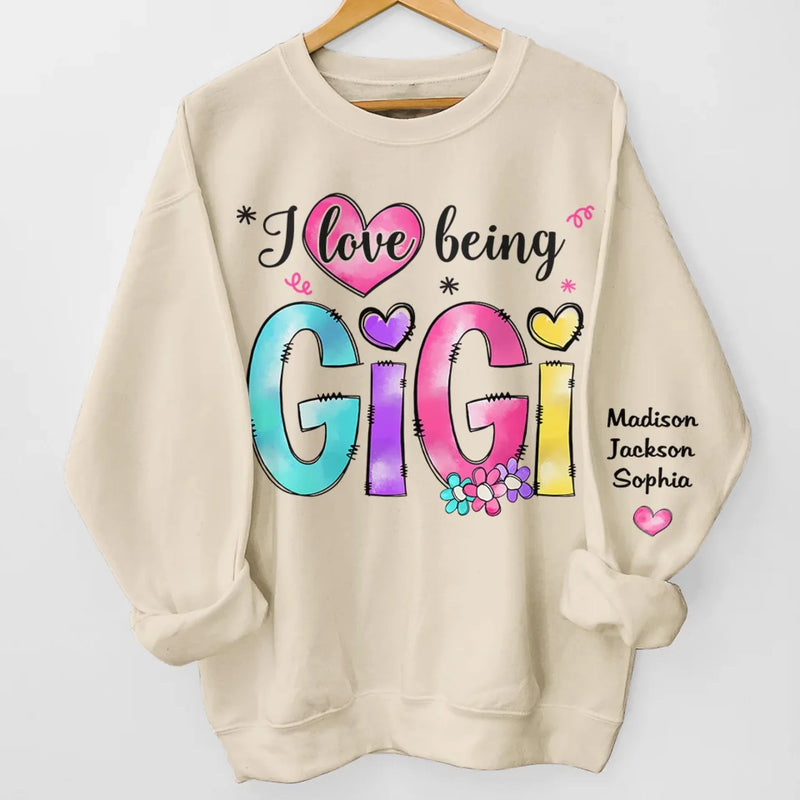 Love My Grandbabies - Family Personalized Custom Unisex Sweatshirt, Hoodie With Design On Sleeve - Mother's Day, Gift For Mom, Grandma