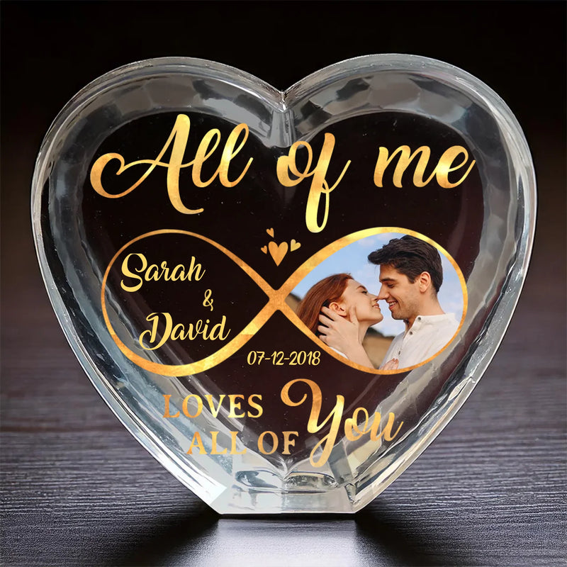 Custom Photo Infinite Love, Forever Ours - Couple Personalized Custom 3D Crystal Heart Shaped - Gift For Husband Wife, Anniversary