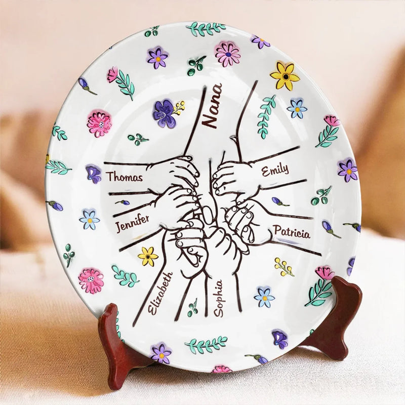 Mother’s Heart Is A Garden Where Love Blooms Forever - Family Personalized Custom 3D Inflated Effect Printed Ceramic Plate - Mother's Day, Gift For Mom, Grandma
