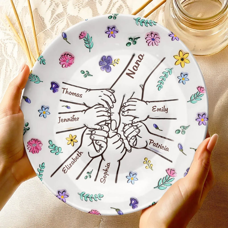 Mother’s Heart Is A Garden Where Love Blooms Forever - Family Personalized Custom 3D Inflated Effect Printed Ceramic Plate - Mother's Day, Gift For Mom, Grandma
