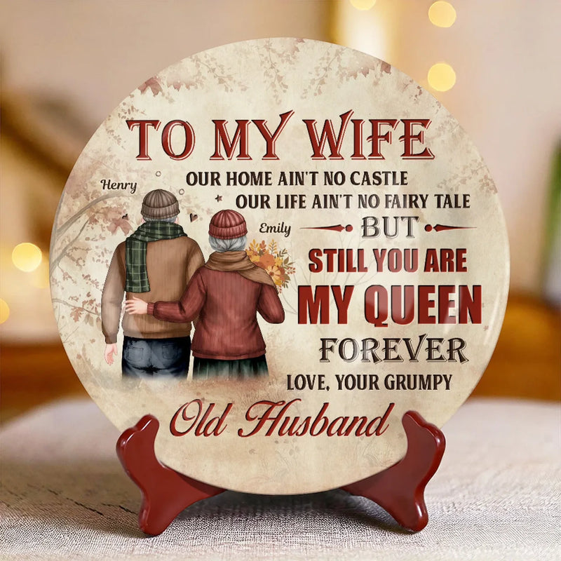 I’m Still Here, Still Grumpy, And Still Yours - Couple Personalized Custom Ceramic Plate - Gift For Husband Wife, Anniversary
