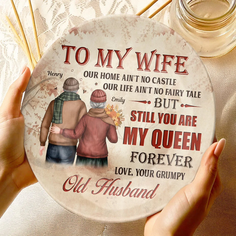 I’m Still Here, Still Grumpy, And Still Yours - Couple Personalized Custom Ceramic Plate - Gift For Husband Wife, Anniversary