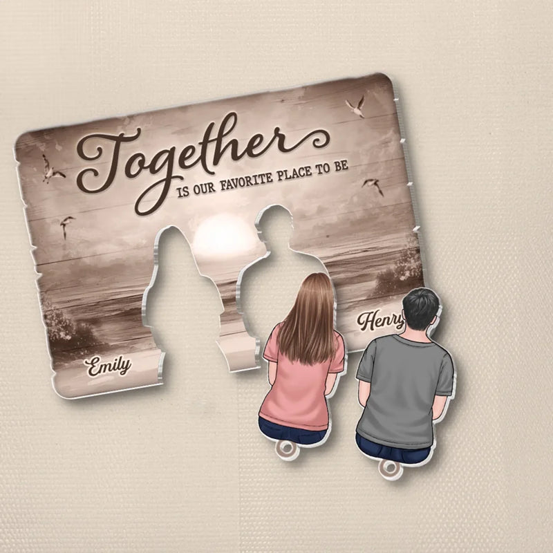 Wherever You Are, I’m Home - Couple Personalized Custom Acrylic Puzzle Key Holder - House Warming Gift For For Husband Wife, Anniversary