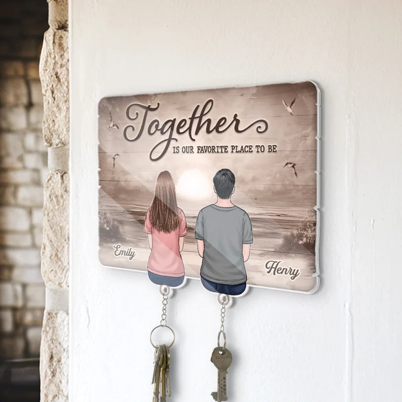 Wherever You Are, I’m Home - Couple Personalized Custom Acrylic Puzzle Key Holder - House Warming Gift For For Husband Wife, Anniversary