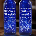 The Love Between Mother & Daughter Is Forever - Family Personalized Custom Blue Bottle Lamp - Mother's Day, Gift For Mom, Daughter
