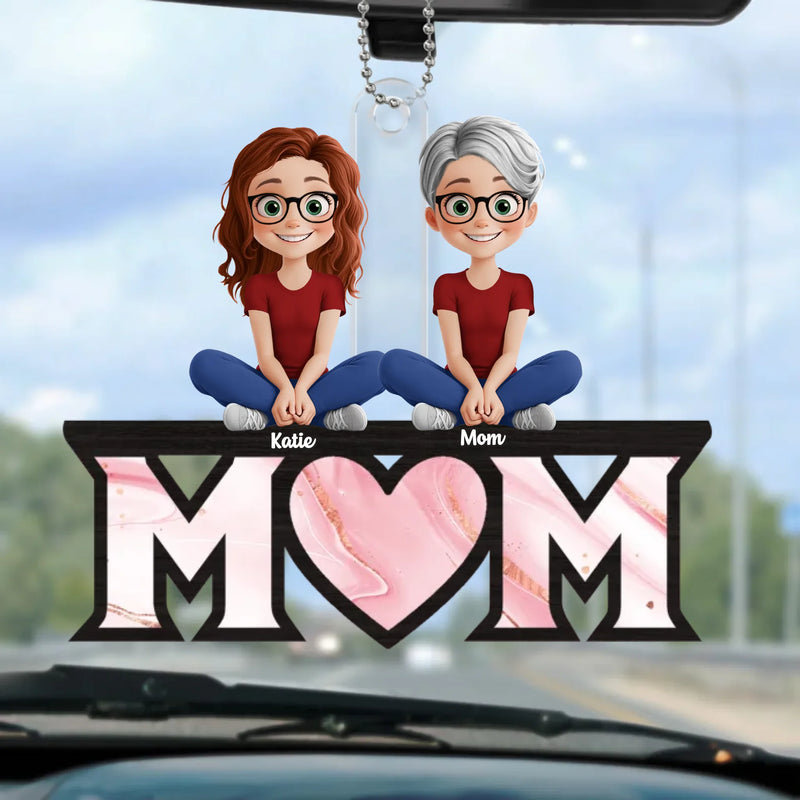 Love You To The Moon And Back - Family Personalized Custom Car Ornament - Acrylic Custom Shaped - Mother's Day, Gift For Mom, Grandma