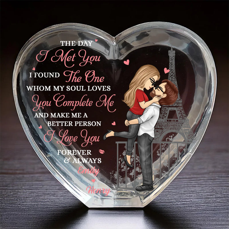 Holding You Forever - Couple Personalized Custom 3D Crystal Heart Shaped - Gift For Husband Wife, Anniversary