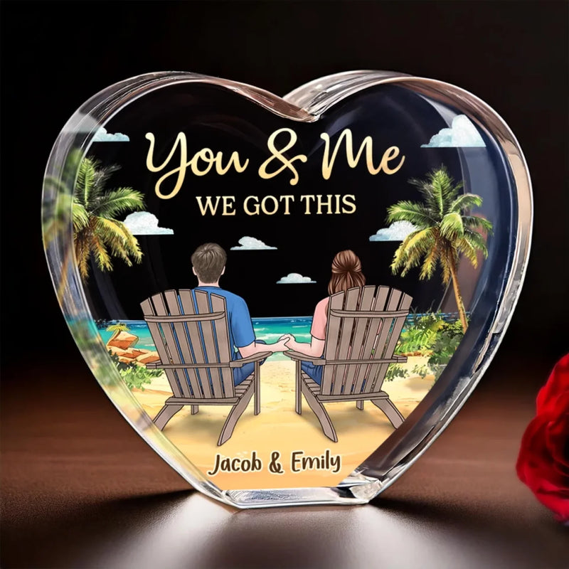 Happiness Is Being Together - Couple Personalized Custom 3D Crystal Heart Shaped - Gift For Husband Wife, Anniversary