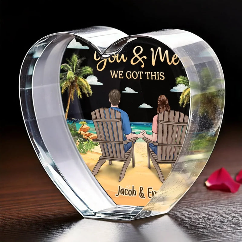 Happiness Is Being Together - Couple Personalized Custom 3D Crystal Heart Shaped - Gift For Husband Wife, Anniversary