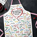 Forever Grateful, Always Loved - Family Personalized Custom Apron - Mother's Day, Gift For Mom, Grandma