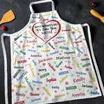 Forever Grateful, Always Loved - Family Personalized Custom Apron - Mother's Day, Gift For Mom, Grandma