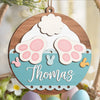 Bisous de lapin et vœux de Pâques - Décoration familiale personnalisée - Forme en bois personnalisée - Cadeau de Pâques pour les membres de la famille