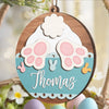 Bunny Kisses & Easter Wishes - Family Personalized Custom Ornament - Wood Custom Shaped - Easter Gift For Family Members