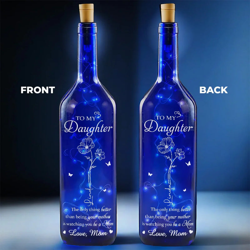 Watching You Grow, My Joy - Family Personalized Custom Blue Bottle Lamp - Mother's Day, Gift For Mom, Daughter