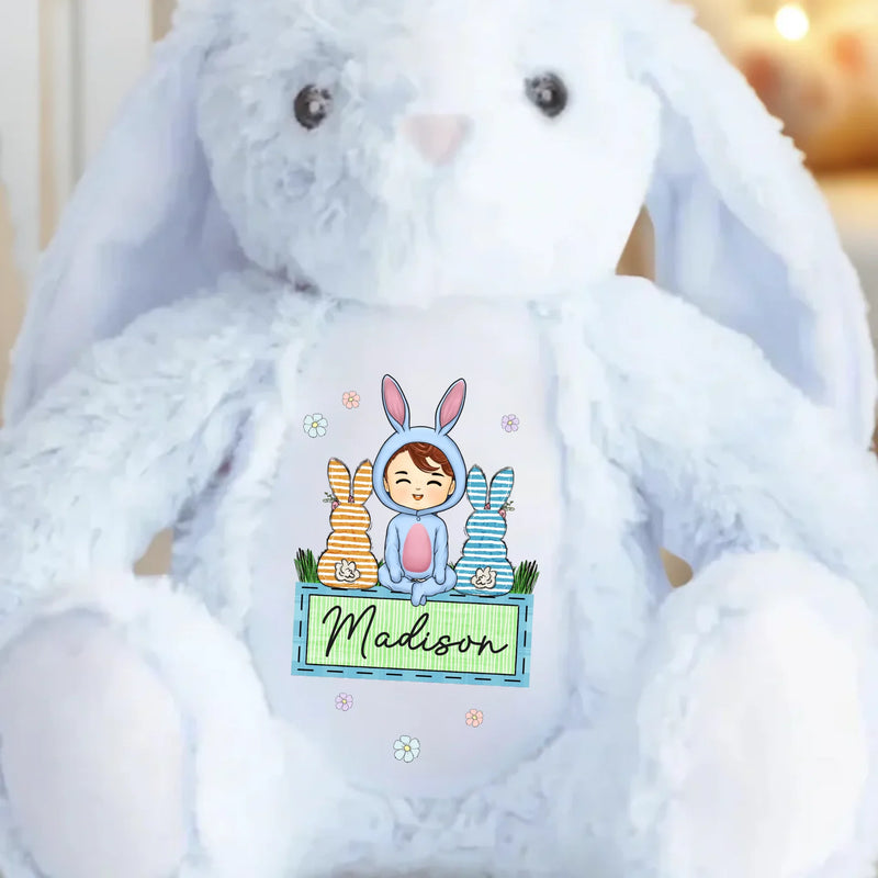 Easter Vibes, Bunny Cuddles - Family Personalized Custom Easter Bunny Plush - Easter Gift For Family Members