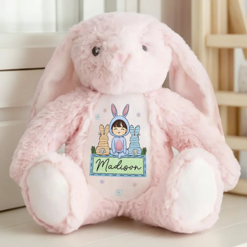 Easter Vibes, Bunny Cuddles - Family Personalized Custom Easter Bunny Plush - Easter Gift For Kids, Baby