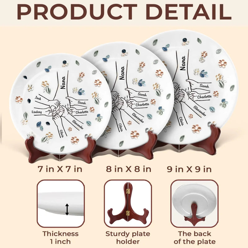 A Mother’s Love Is Endless - Family Personalized Custom 3D Inflated Effect Printed Ceramic Plate - Mother's Day, Gift For Mom, Grandma