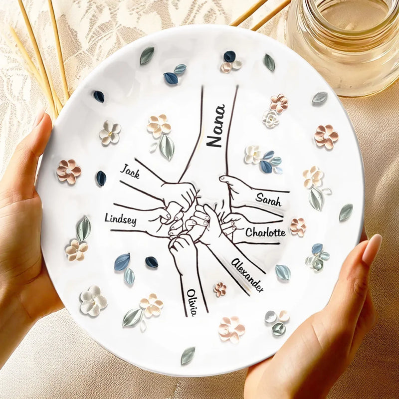 A Mother’s Love Is Endless - Family Personalized Custom 3D Inflated Effect Printed Ceramic Plate - Mother's Day, Gift For Mom, Grandma