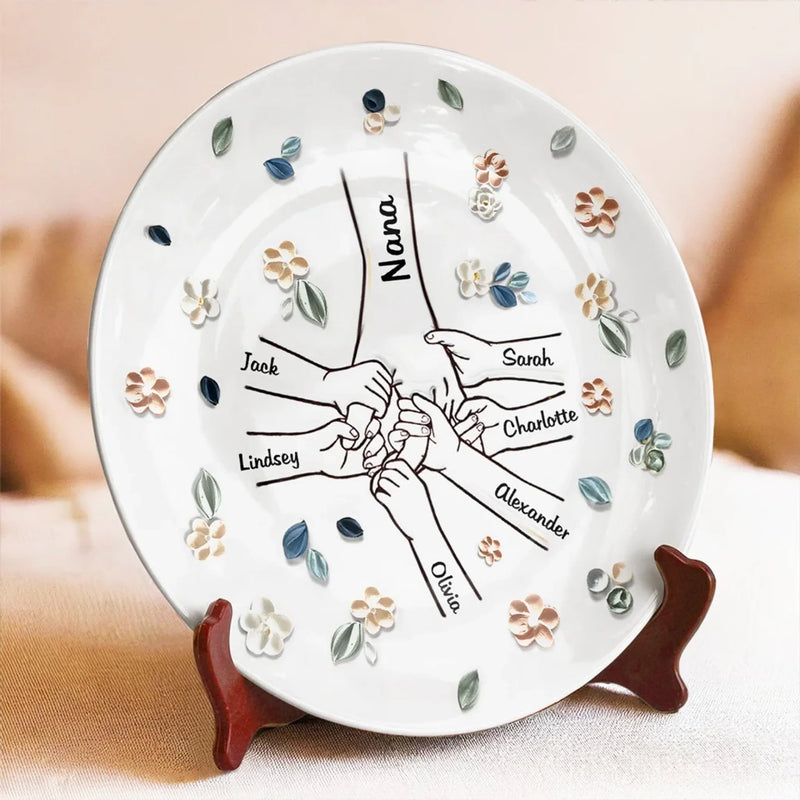 A Mother’s Love Is Endless - Family Personalized Custom 3D Inflated Effect Printed Ceramic Plate - Mother's Day, Gift For Mom, Grandma