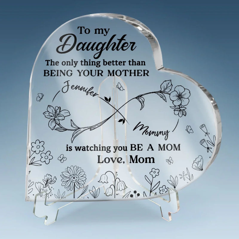 The Joy Of Motherhood Comes Full Circle - Family Personalized Custom Heart Shaped Acrylic Plaque - Mother's Day, Gift For Mom, Daughter