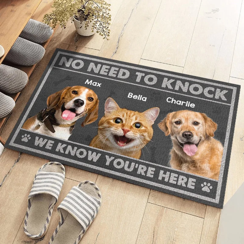 Custom Photo Guarded By Paws And Love - Dog & Cat Personalized Custom Home Decor Decorative Mat - House Warming Gift For Pet Owners, Pet Lovers