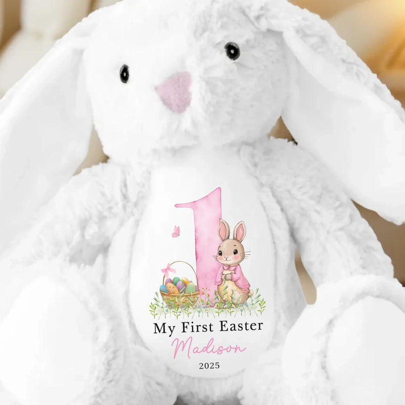 Bunny Trails Lead To Happiness - Family Personalized Custom Easter Bunny Plush - Easter Gift For Baby Kids, Newborn Baby