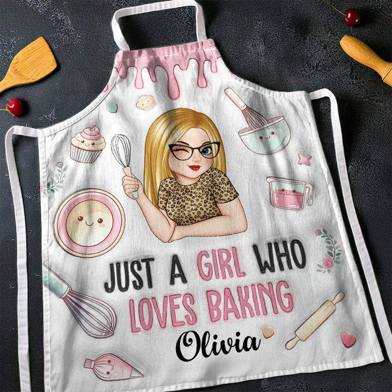 Just A Girl Who Loves Baking - Affirmation Personalized Custom Apron - Mother's Day, Gift For Mom, Family Members, Yourself