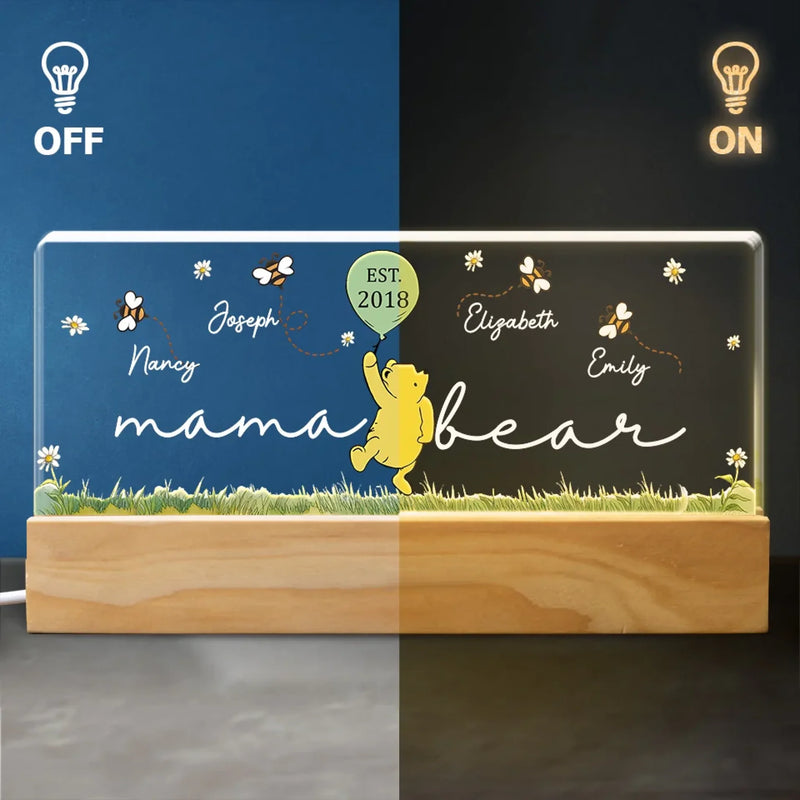 Mama Bear Grandma Bear - Family  Personalized Custom Acrylic Block 3D LED Night Light - Mother's Day, Gift For Mom, Grandma