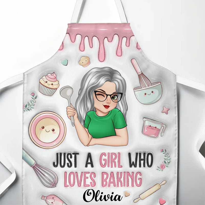 Just A Girl Who Loves Baking - Affirmation Personalized Custom Apron - Mother's Day, Gift For Mom, Family Members, Yourself