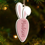 Bunny Tails And Happy Trails - Family Personalized Custom Ornament - Wood Custom Shaped - Easter Gift For Family Members