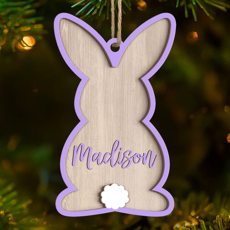 Hoppy Easter, Full Of Love - Family Personalized Custom Ornament - Wood Custom Shaped - Easter Gift For Family Members