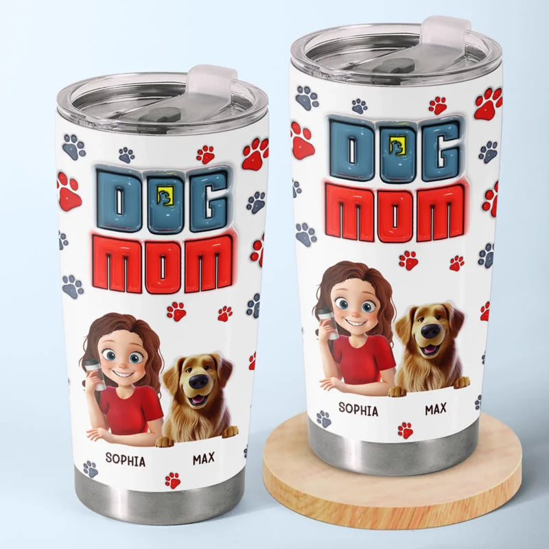 Dog Kisses And Coffee Sips - Dog Personalized Custom 3D Inflated Effect Printed Tumbler - Gift For Pet Owners, Pet Lovers