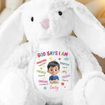 Custom Name Christian Affirmation Gifts for Kids - Personalized Bunny Plush