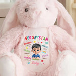 Custom Name Christian Affirmation Gifts for Kids - Personalized Bunny Plush