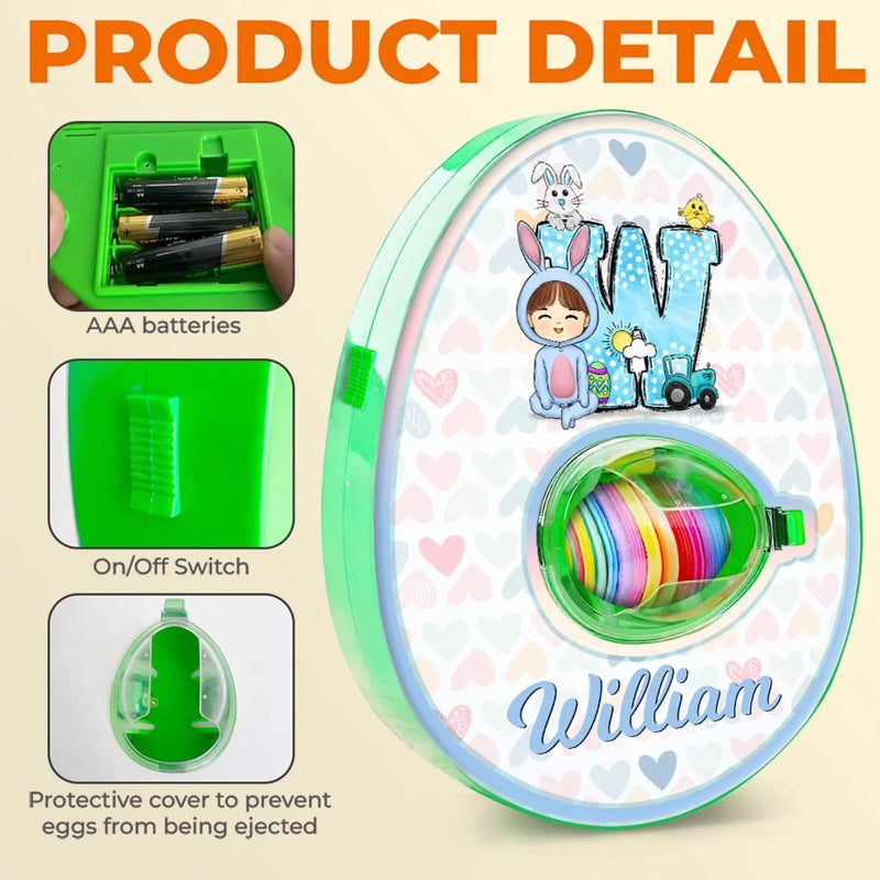 Sweet Bunny Dreams - Family Personalized Custom Easter Egg Decorating Kit, Egg Spinner Machine With Markers - Easter Gift For Family Members