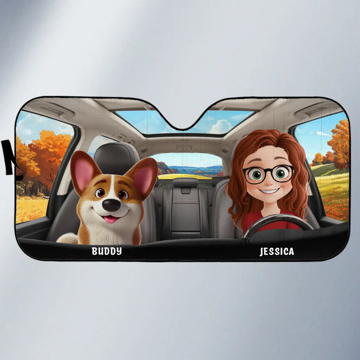 Pawsome Road Trips Ahead - Dog & Cat Personalized Custom Auto Windshield Sunshade, Car Window Protector - Gift For Pet Owners, Pet Lovers