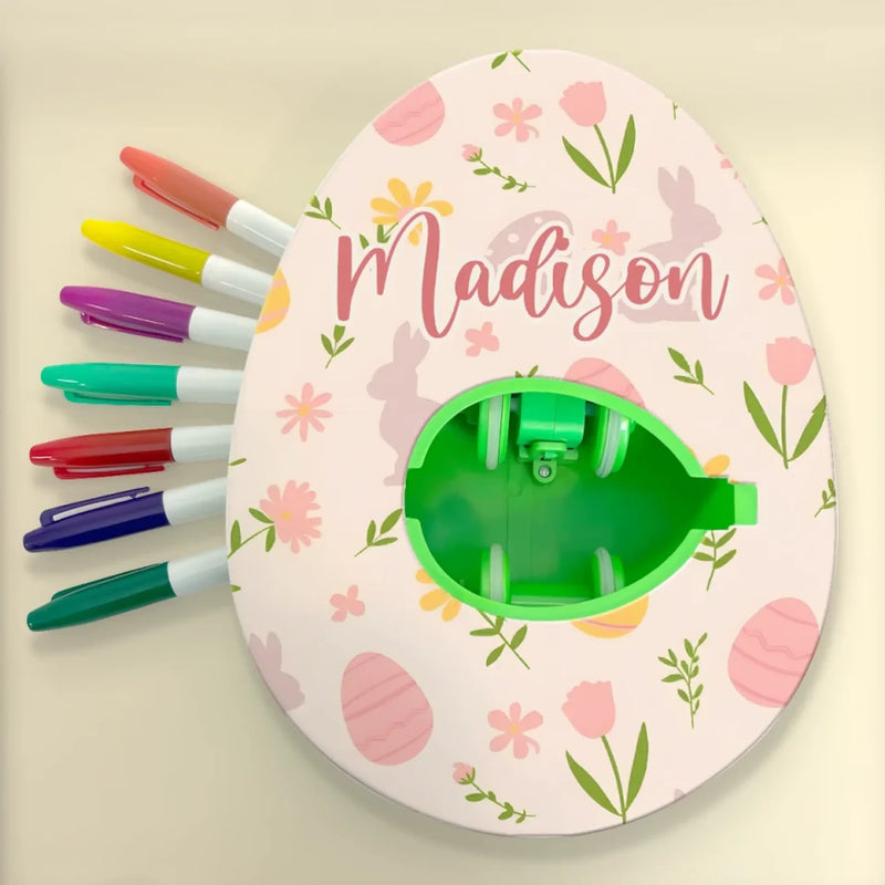 Crack Open The Fun - Family Personalized Custom Easter Egg Decorating Kit, Egg Spinner Machine With Markers - Easter Gift For Family Members