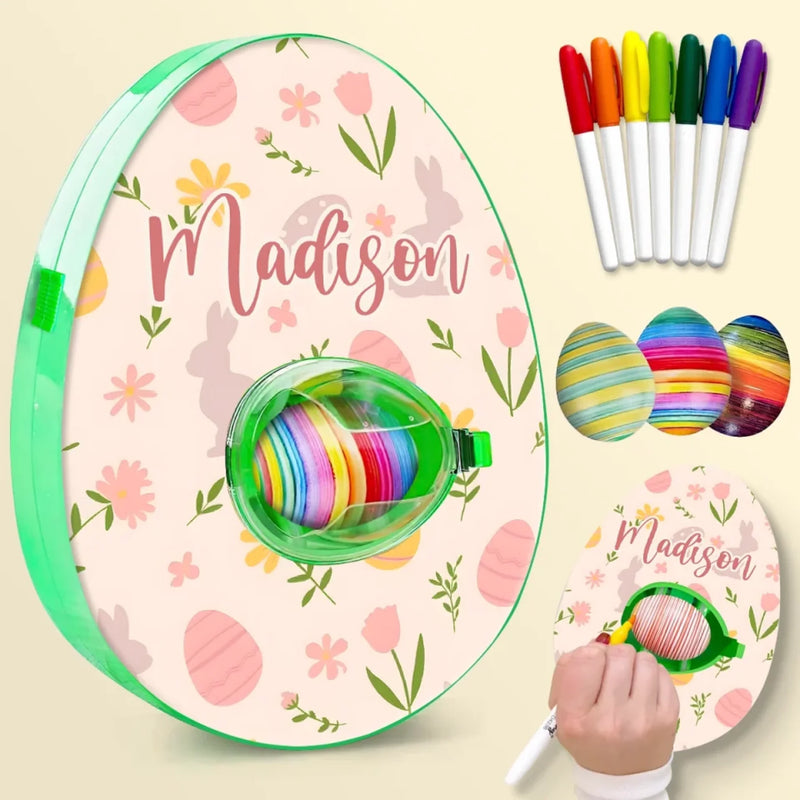 Crack Open The Fun - Family Personalized Custom Easter Egg Decorating Kit, Egg Spinner Machine With Markers - Easter Gift For Family Members