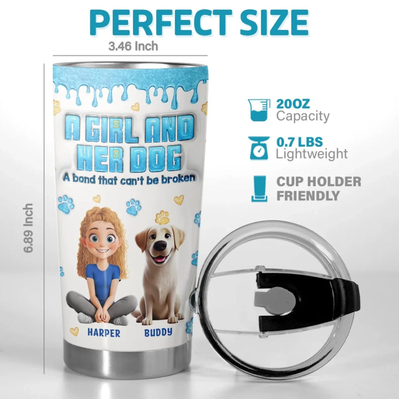 Side By Side, Paw By Paw - Dog Personalized Custom 3D Inflated Effect Printed Tumbler - Gift For Pet Owners, Pet Lovers