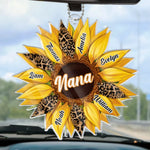 Together, We Bloom With Love - Family Personalized Custom Car Ornament - Acrylic Custom Shaped - Mother's Day, Gift For Mom, Grandma