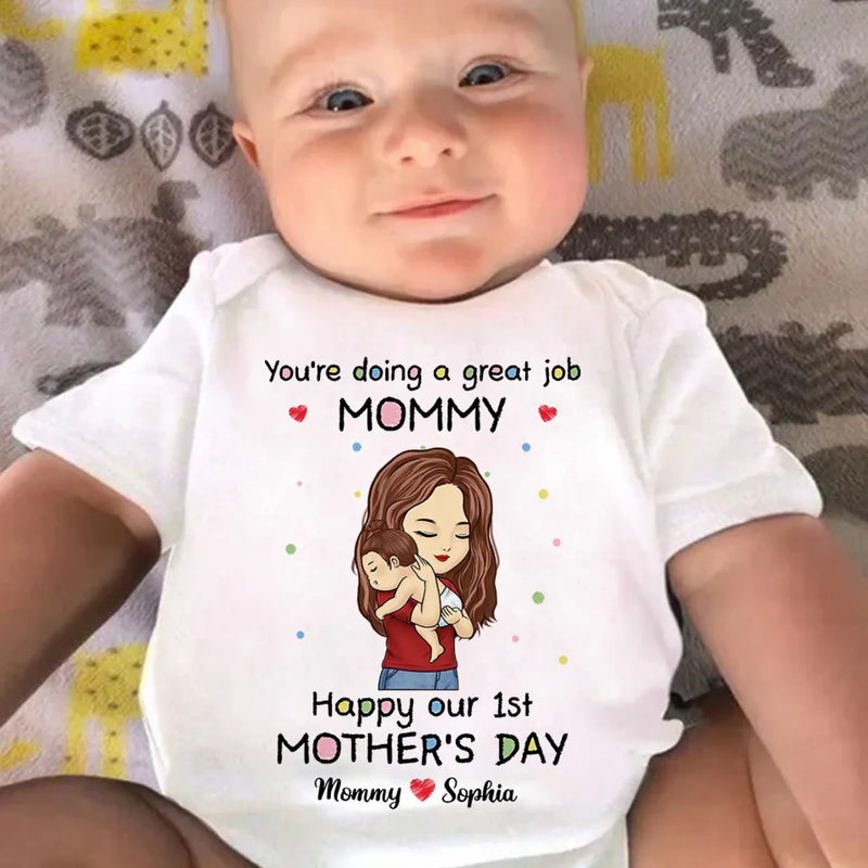 You're Doing A Great Job Mommy - Family Personalized Custom Baby Onesie - Mother's Day, Baby Shower Gift, Gift For First Mom