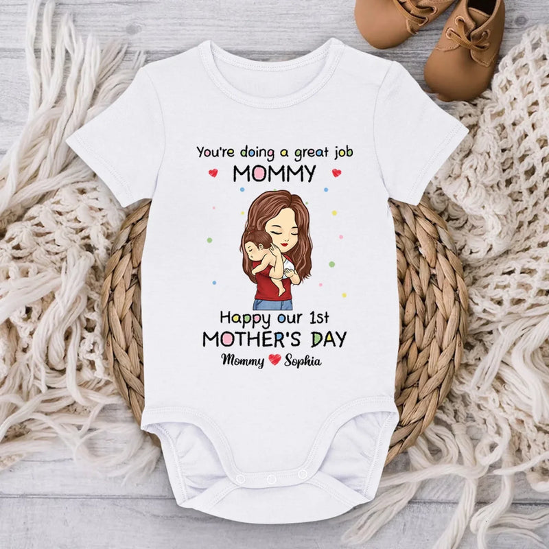 You're Doing A Great Job Mommy - Family Personalized Custom Baby Onesie - Mother's Day, Baby Shower Gift, Gift For First Mom