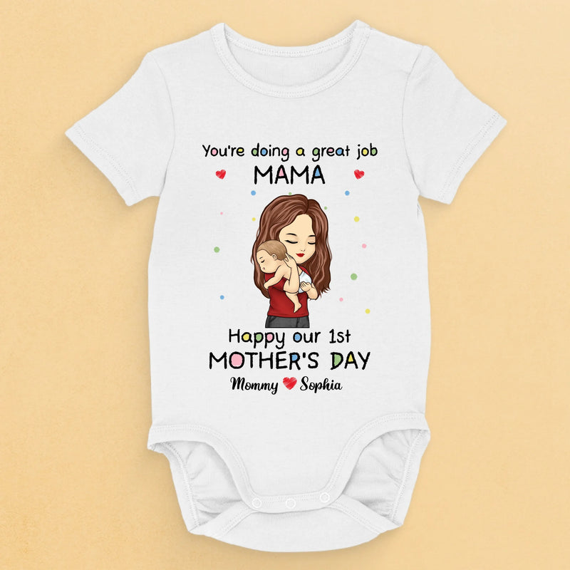 You're Doing A Great Job Mommy - Family Personalized Custom Baby Onesie - Mother's Day, Baby Shower Gift, Gift For First Mom