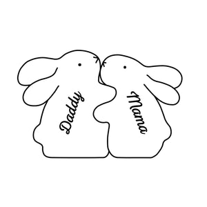 A Family Rooted In Love - Family Personalized Custom Rabbit Shaped Wooden Art Puzzle - Wooden Pet Carvings, Wood Sculpture Table Ornaments, Carved Wood Decor - Gift For Family Members